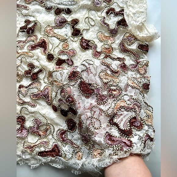 Zara Ecru Multicolored Lace Top Small embroidered - Picture 9 of 13